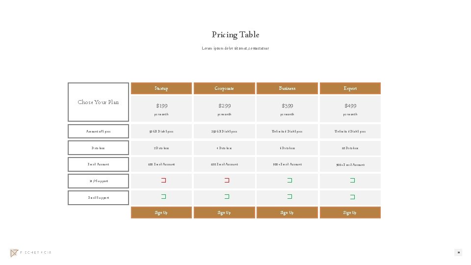 Pricing Table Lorem ipsum dolor sit amet, consectetuer Startup Corporate Business Expert $199 $299