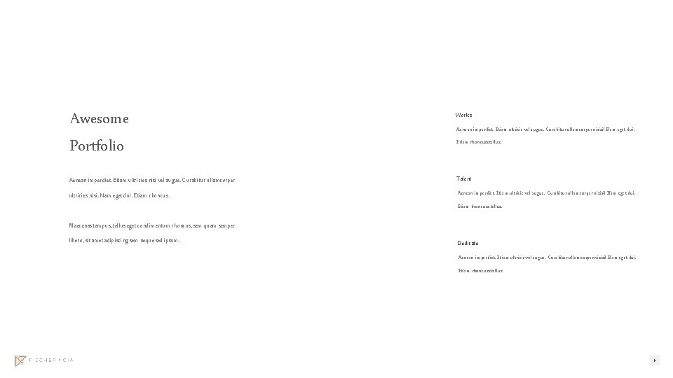 Awesome Portfolio Works Aenean imperdiet. Etiam ultricies nisi vel augue. Curabitur ullamcorper Talent ultricies