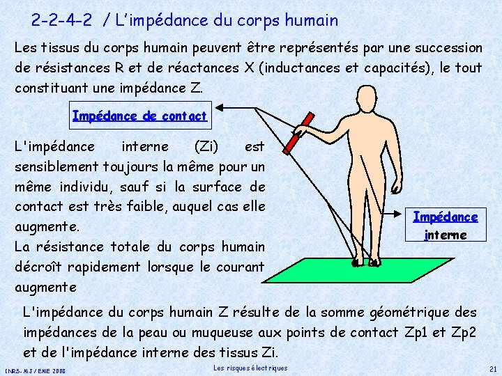 2 -2 -4 -2 / L’impédance du corps humain Les tissus du corps humain