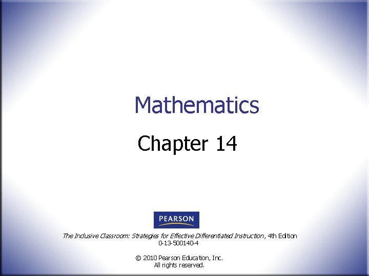 Canvas Chapter 14 Math Mathematics Chapter 14 The Inclusive Classroom Strategies for
