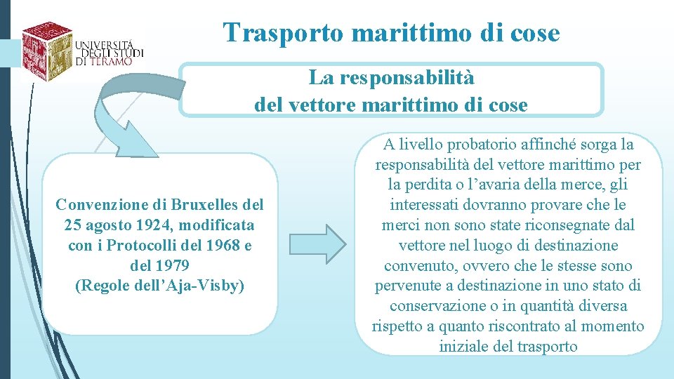 Trasporto marittimo di cose La responsabilità del vettore marittimo di cose Convenzione di Bruxelles