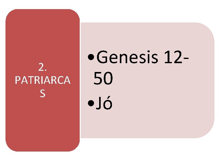2. PATRIARCA S • Genesis 1250 • Jó 