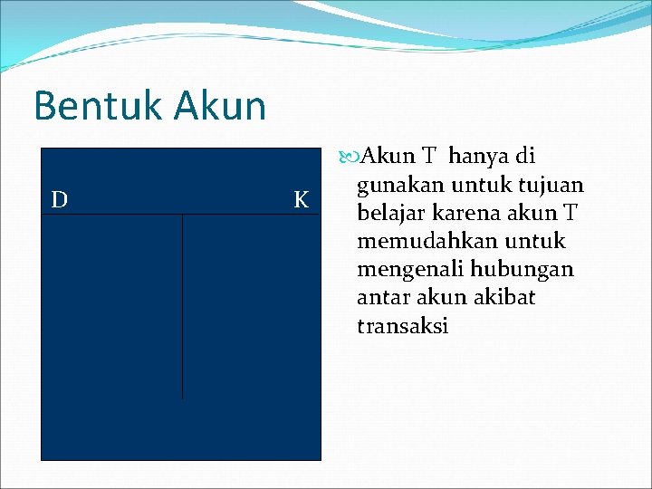 Bentuk Akun D K Akun T hanya di gunakan untuk tujuan belajar karena akun