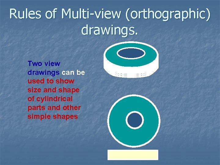 Rules of Multi-view (orthographic) drawings. Two view drawings can be used to show size