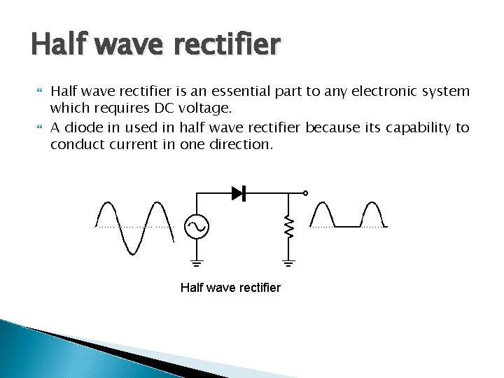 Half wave rectifier is an essential part to any electronic system which requires DC