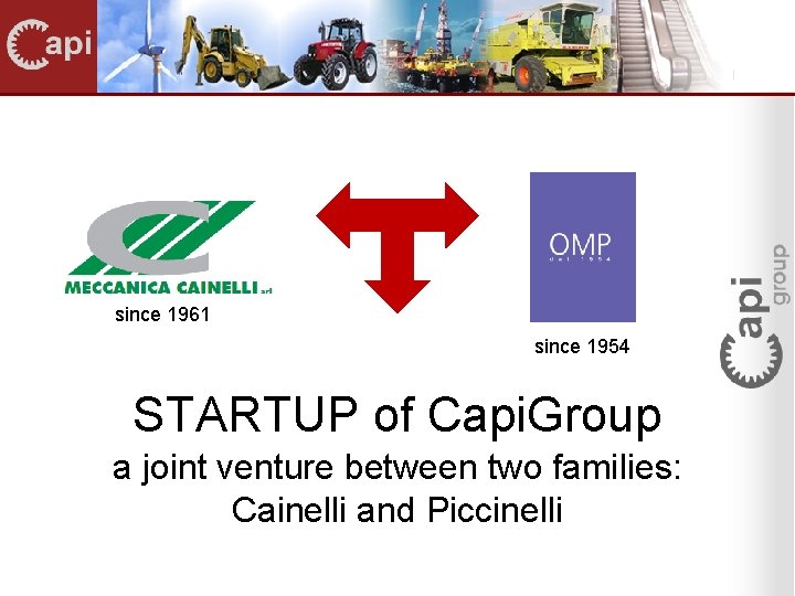 since 1961 since 1954 STARTUP of Capi. Group a joint venture between two families: