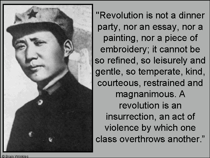 "Revolution is not a dinner party, nor an essay, nor a painting, nor a "Revolution is not a dinner party, nor an essay, nor a painting, nor a