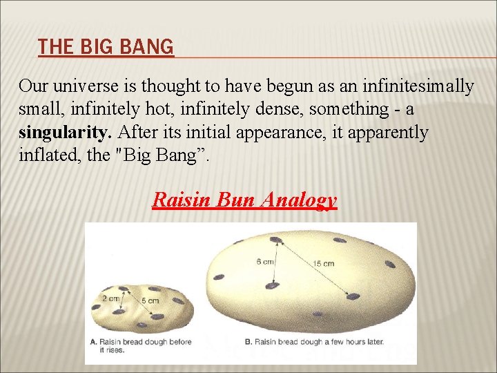THE BIG BANG Our universe is thought to have begun as an infinitesimally small,