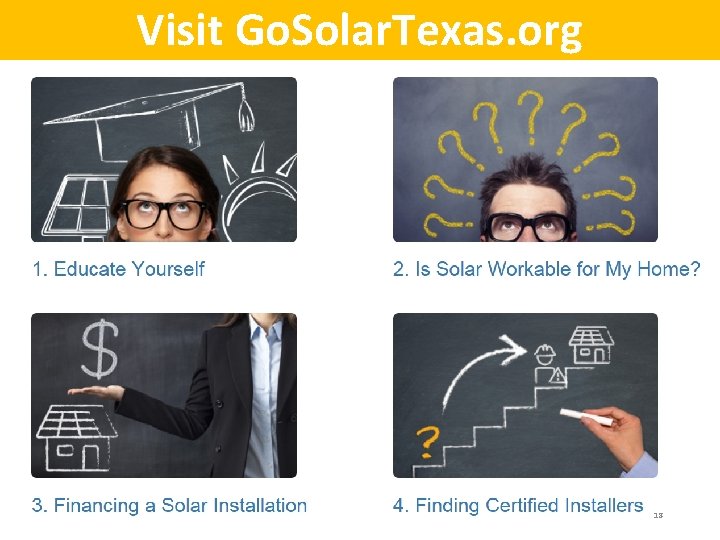 Visit Go. Solar. Texas. org 18 