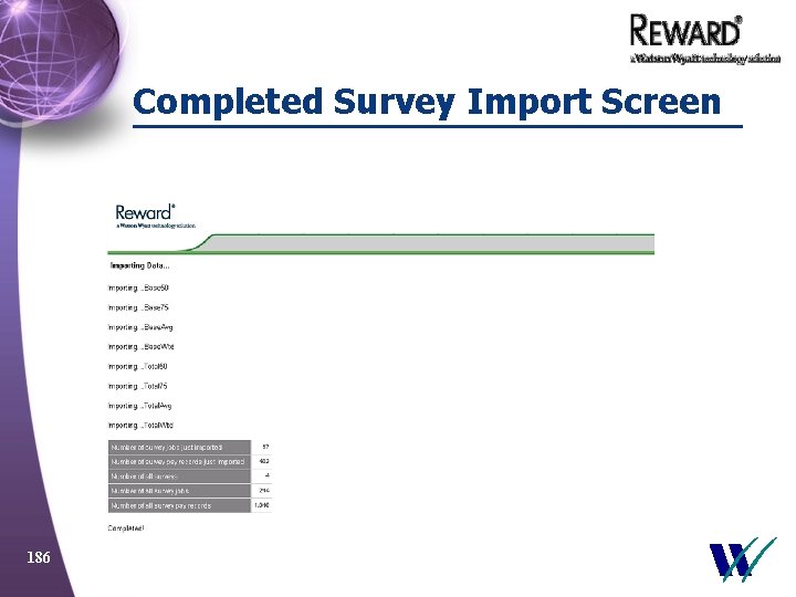 Completed Survey Import Screen 186 