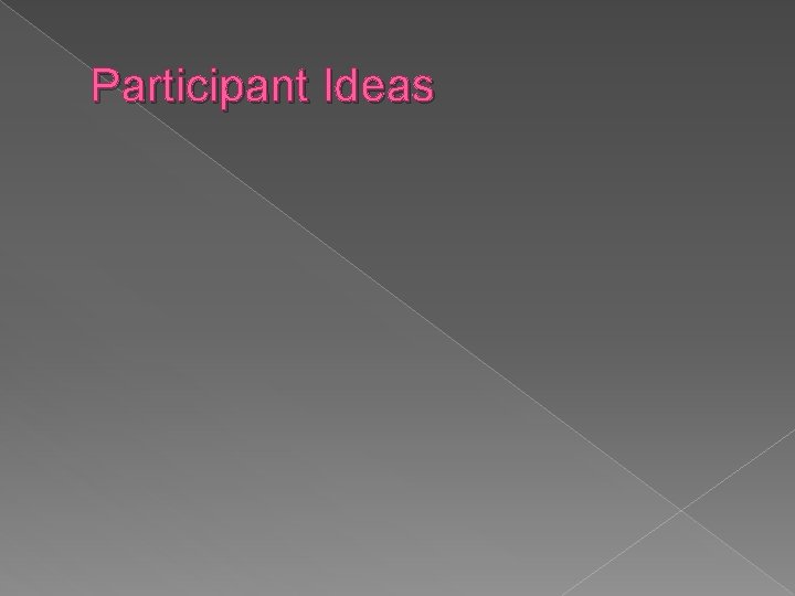 Participant Ideas 