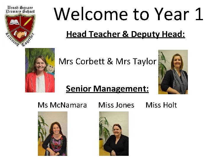 Welcome to Year 1 Head Teacher & Deputy Head: Mrs Corbett & Mrs Taylor