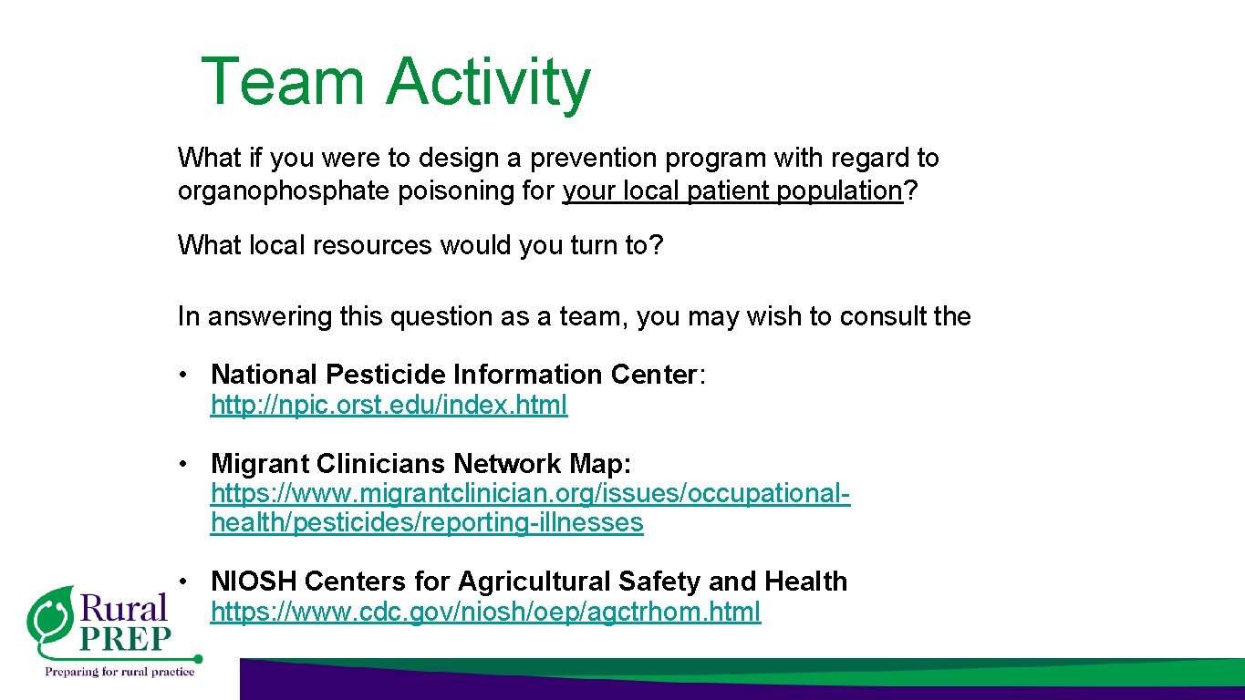 Team Activity What if you were to design a prevention program with regard to