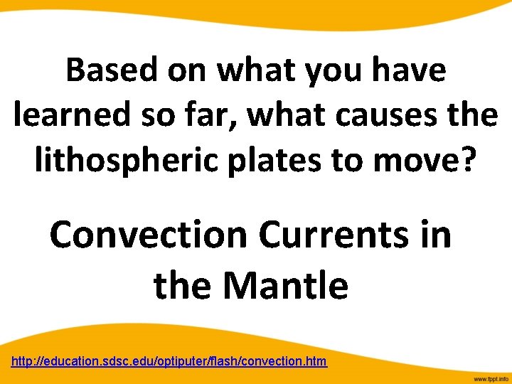 Based on what you have learned so far, what causes the lithospheric plates to