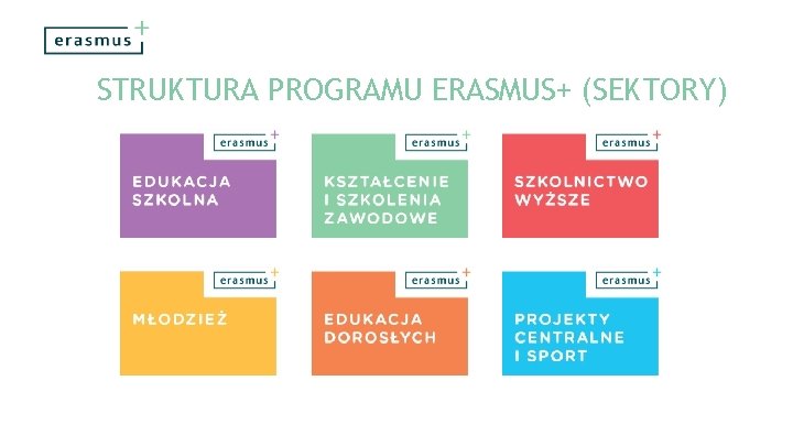 STRUKTURA PROGRAMU ERASMUS+ (SEKTORY) 