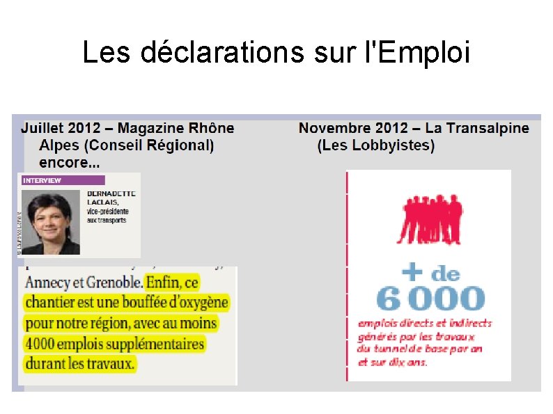 Les déclarations sur l'Emploi 