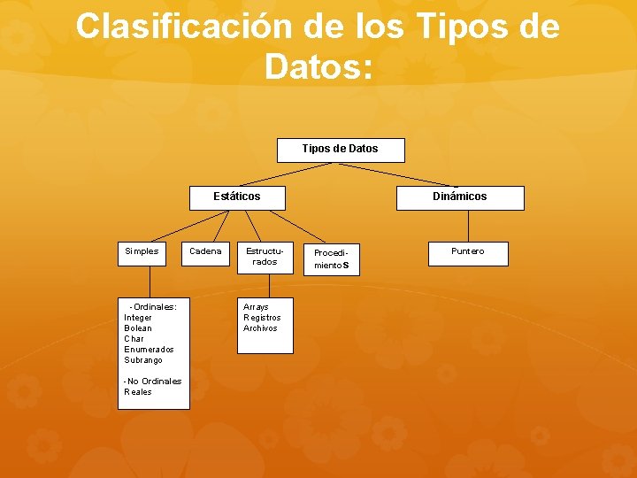 Clasificación de los Tipos de Datos: Tipos de Datos Estáticos Simples -Ordinales: Integer Bolean