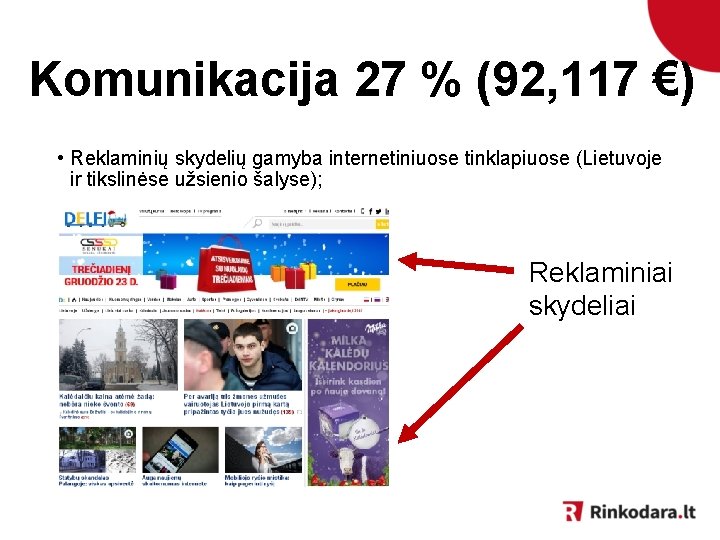 Komunikacija 27 % (92, 117 €) • Reklaminių skydelių gamyba internetiniuose tinklapiuose (Lietuvoje ir