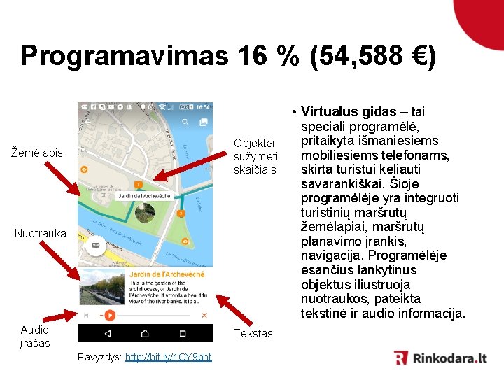 Programavimas 16 % (54, 588 €) • Virtualus gidas – tai speciali programėlė, pritaikyta