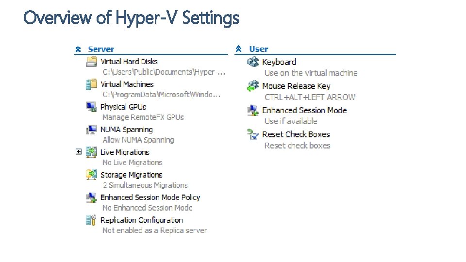 Overview of Hyper-V Settings 