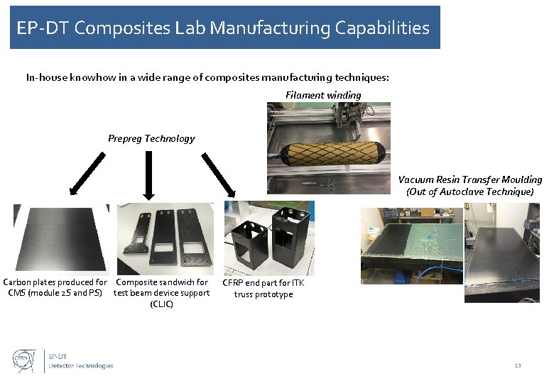 EP-DT Composites Lab Manufacturing Capabilities In-house knowhow in a wide range of composites manufacturing