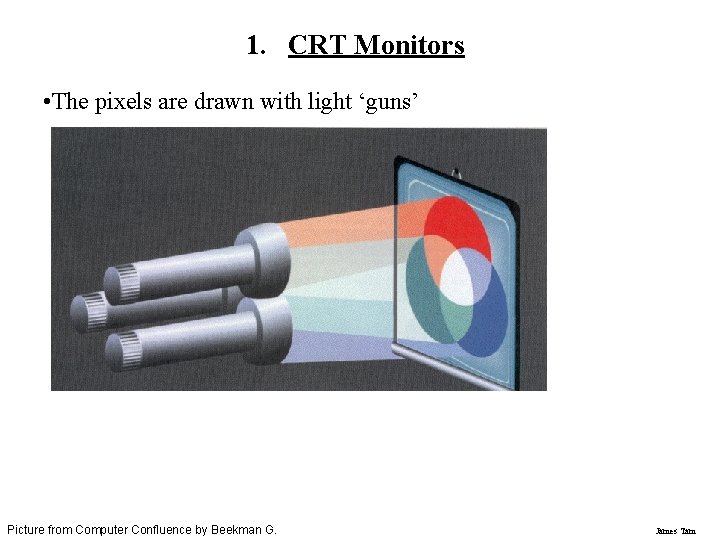1. CRT Monitors • The pixels are drawn with light ‘guns’ Picture from Computer 1. CRT Monitors • The pixels are drawn with light ‘guns’ Picture from Computer
