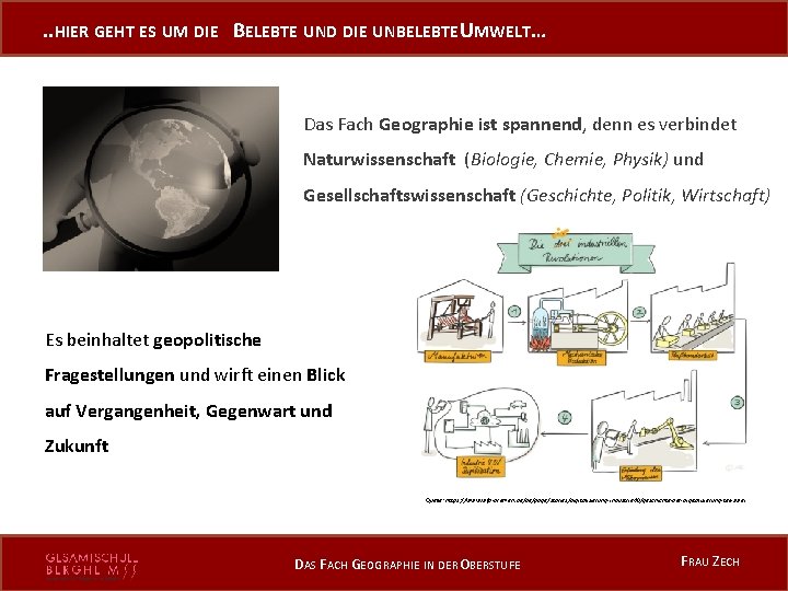 . . HIER GEHT ES UM DIE BELEBTE UND DIE UNBELEBTE UMWELT… Das Fach