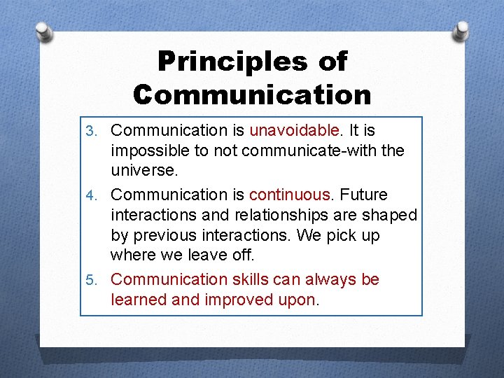 Principles of Communication 3. Communication is unavoidable. It is impossible to not communicate-with the Principles of Communication 3. Communication is unavoidable. It is impossible to not communicate-with the