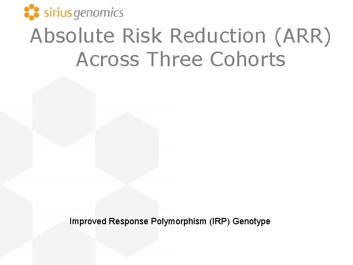 Absolute Risk Reduction (ARR) Across Three Cohorts Improved Response Polymorphism (IRP) Genotype 