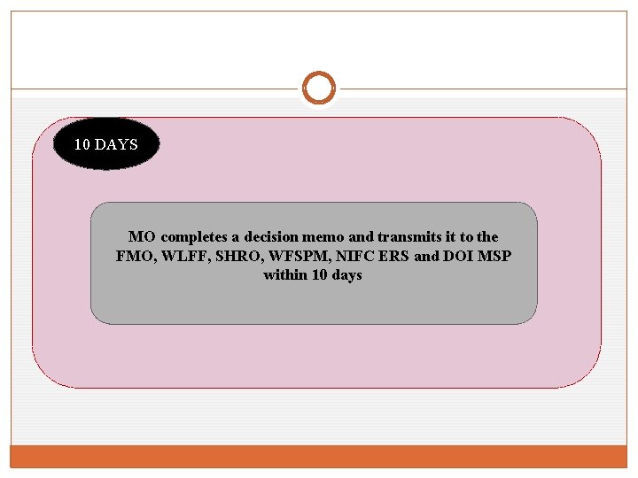 10 DAYS MO completes a decision memo and transmits it to the FMO, WLFF,