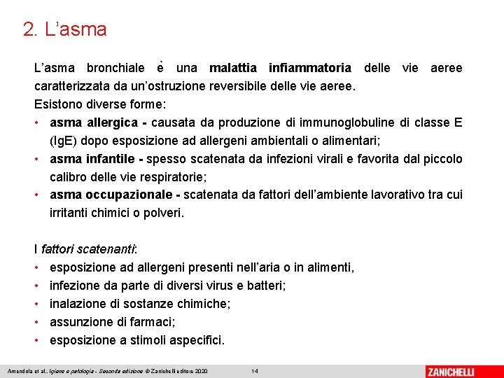 2. L’asma bronchiale e una malattia infiammatoria delle vie aeree caratterizzata da un’ostruzione reversibile