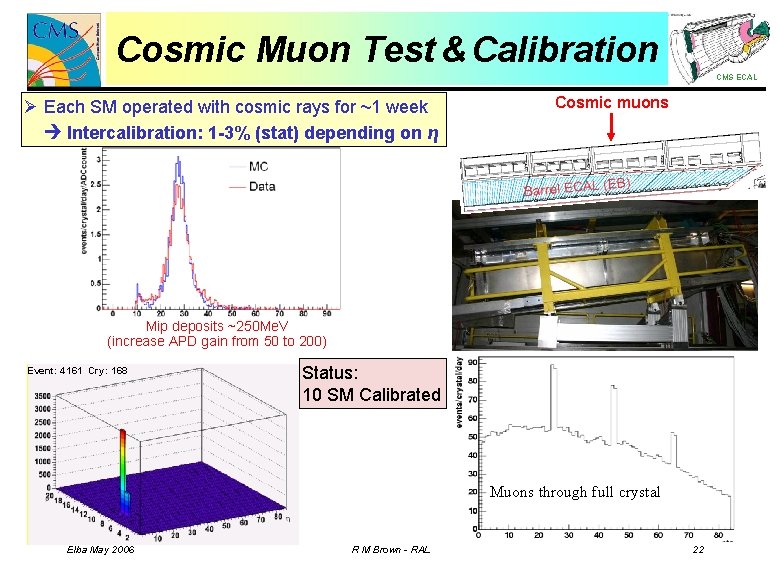 Cosmic Muon Test & Calibration CMS ECAL Ø Each SM operated with cosmic rays