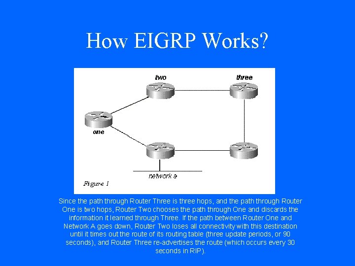 How EIGRP Works? Since the path through Router Three is three hops, and the