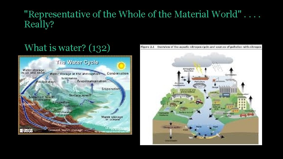 "Representative of the Whole of the Material World". . Really? What is water? (132)