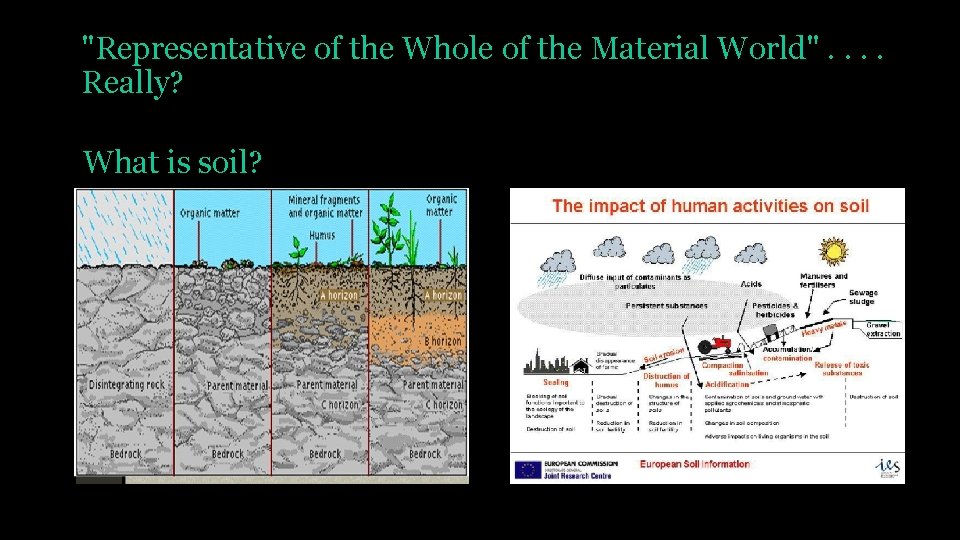 "Representative of the Whole of the Material World". . Really? What is soil? 