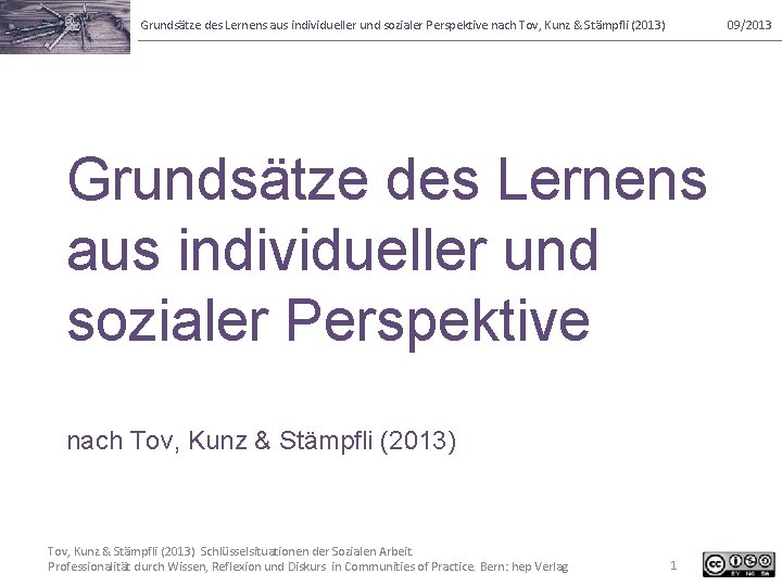 Grundsätze des Lernens aus individueller und sozialer Perspektive nach Tov, Kunz & Stämpfli (2013)