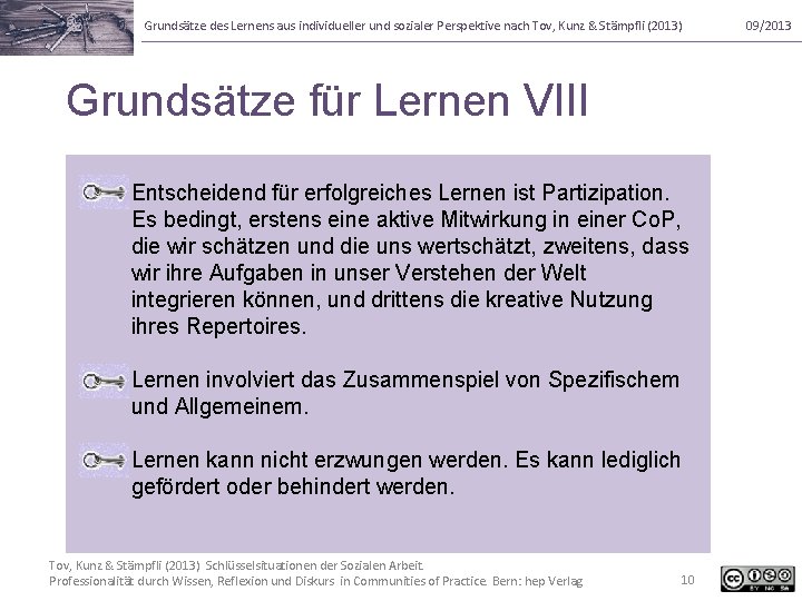 Grundsätze des Lernens aus individueller und sozialer Perspektive nach Tov, Kunz & Stämpfli (2013)