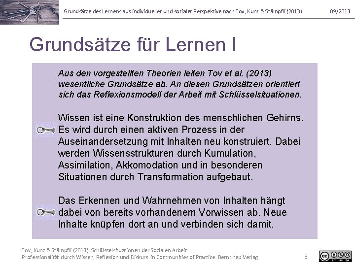 Grundsätze des Lernens aus individueller und sozialer Perspektive nach Tov, Kunz & Stämpfli (2013)