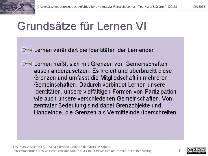 Grundsätze des Lernens aus individueller und sozialer Perspektive nach Tov, Kunz & Stämpfli (2013)