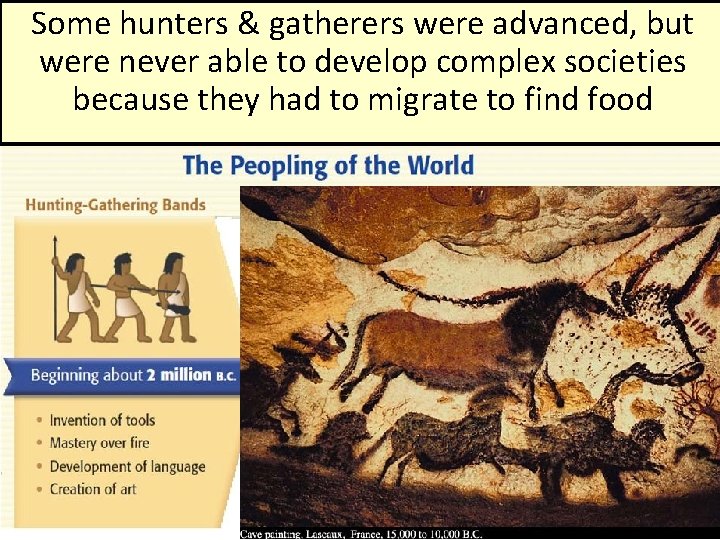 Some hunters & gatherers were advanced, but were never able to develop complex societies