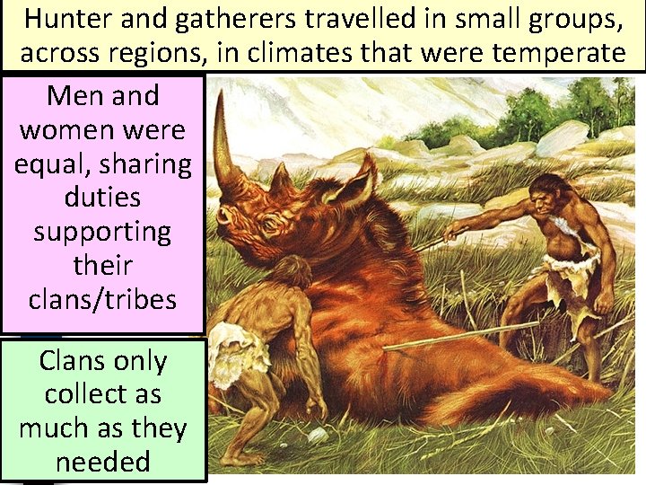 Hunter and gatherers travelled in small groups, across regions, in climates that were temperate