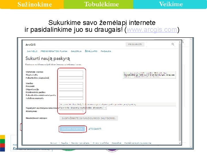 Sužinokime Sukurkime savo žemėlapį internete ir pasidalinkime juo su draugais! (www. arcgis. com) Nuo