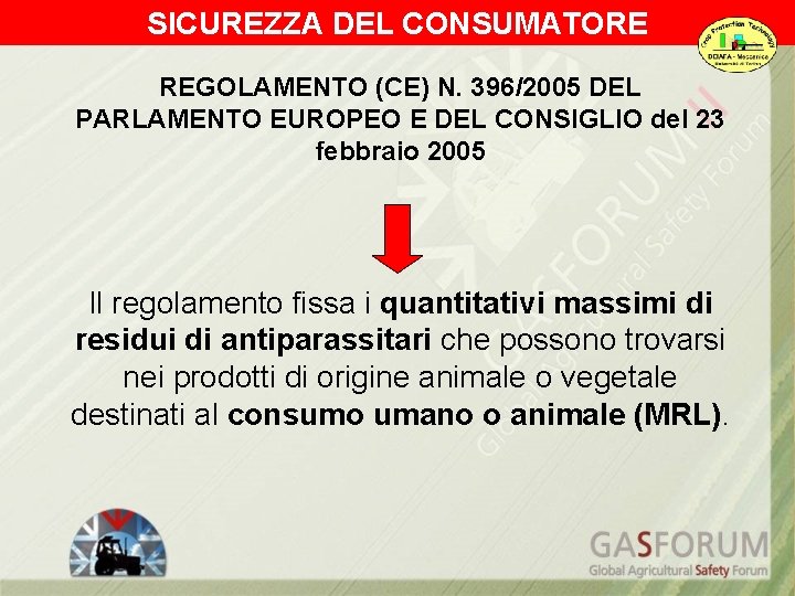 SICUREZZA DEL CONSUMATORE REGOLAMENTO (CE) N. 396/2005 DEL PARLAMENTO EUROPEO E DEL CONSIGLIO del