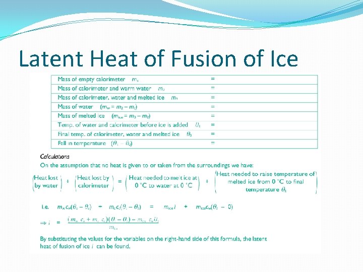 Latent Heat of Fusion of Ice 
