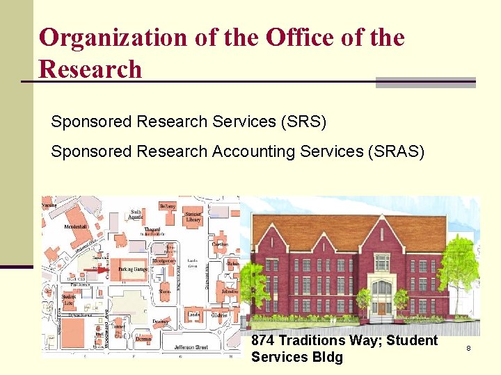 Organization of the Office of the Research Sponsored Research Services (SRS) Sponsored Research Accounting