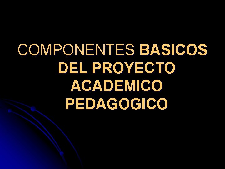 COMPONENTES BASICOS DEL PROYECTO ACADEMICO PEDAGOGICO 