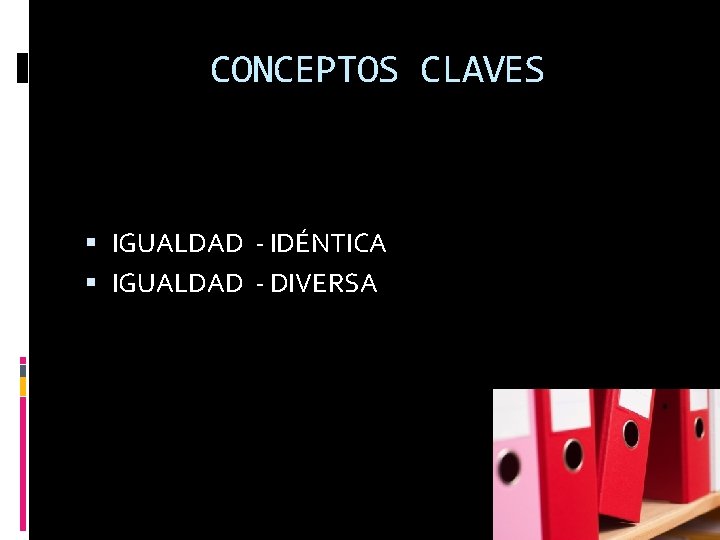 CONCEPTOS CLAVES IGUALDAD - IDÉNTICA IGUALDAD - DIVERSA 