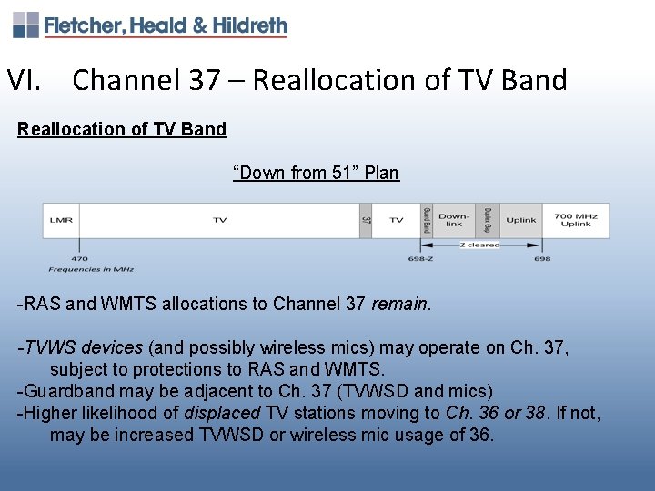 VI. Channel 37 – Reallocation of TV Band “Down from 51” Plan -RAS and