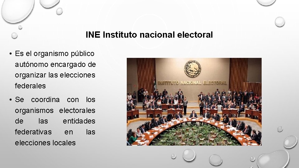 INE Instituto nacional electoral • Es el organismo público autónomo encargado de organizar las