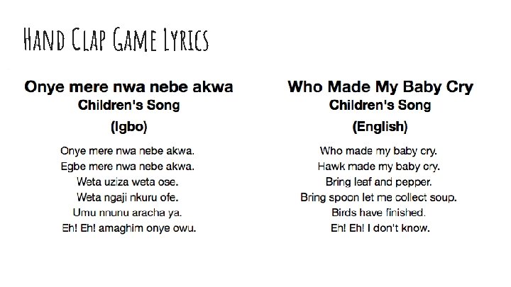 Hand Clap Game Lyrics 